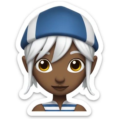 Blue elf Girl with stripes and white hair sticker