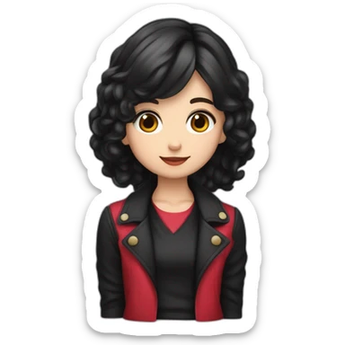 Ropa estilo Jirai kei rosa y negro, piel morena, pelo rojo y negro sticker