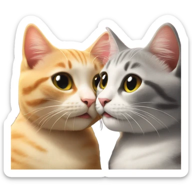 two cats kissing in the sun set sticker