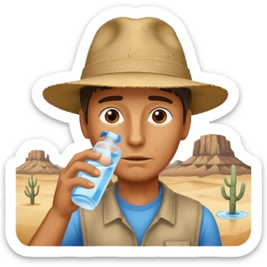 a man drinking in a desert sticker