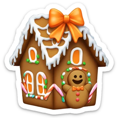 Gingerbread house with a orange bow  sticker