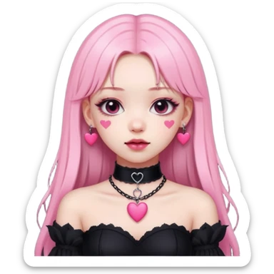 BLACKPINK-inspired gothic clothes ,  hearts, black and pink, cute,  sticker