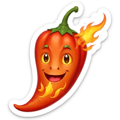 red hot chili pepper with fire sticker