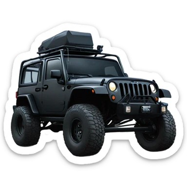 Black Jeep wrangler modded with lift and snorkel all black sticker