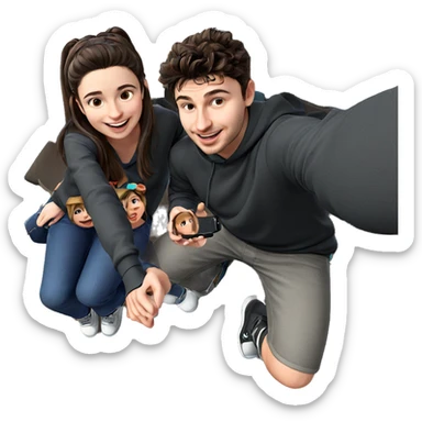 smiling girl and boy selfie sticker