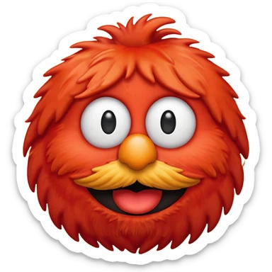 Elmo character head as an emoji, apple style, red fur, expressive eyes, orange nose sticker