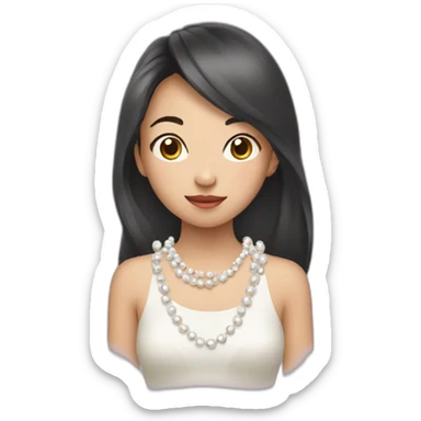 Asian girl clutching  pearls sticker