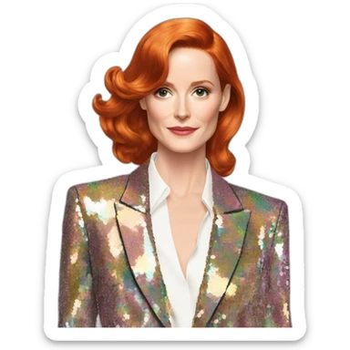 Audrey fleurot smooth hair multicolored sequined suit sticker