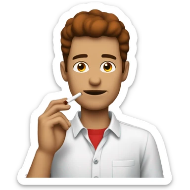 guy smoking with red eyewhies and shulder long brown hiar sticker