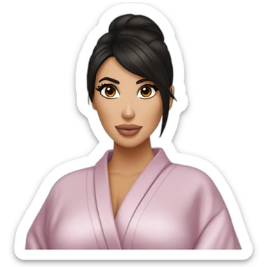 Kim kardashian with rounder face in a bathrobe sticker