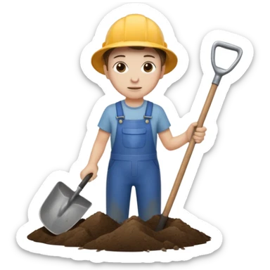 человек стоит с лопатой sticker
