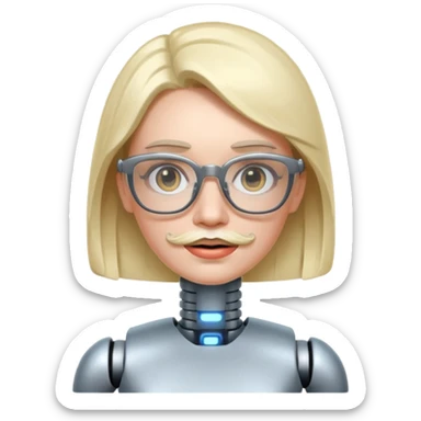 robotic woman with glasses mustache  sticker