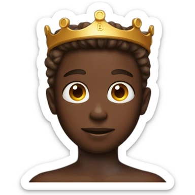 a chocolate skin boy with blue eyes and a crown of bitcoin sticker