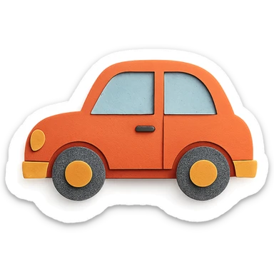 paper craft style car with layered paper look sticker