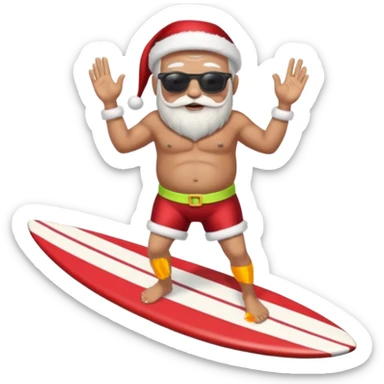 santa on a surfboard sticker