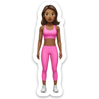 Brunette white woman in pink workout set  sticker