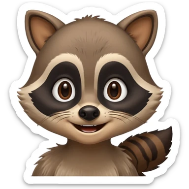 Racoon speaking with a person in cartoon emoji style friendly and calm sticker