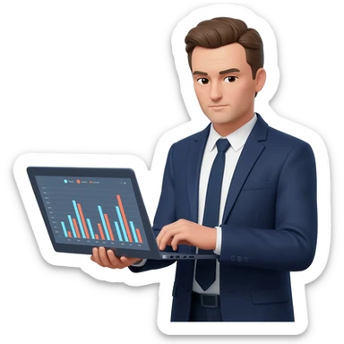 Business analytics man holding a laptop emoji sticker