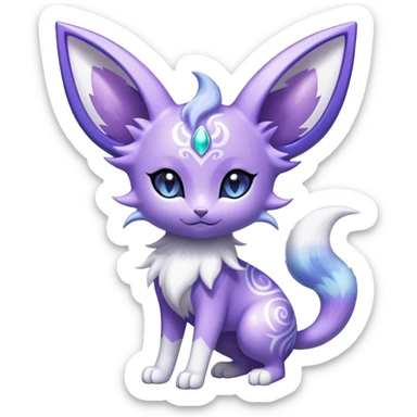 Shiny Exotic Cute Adorable Majestic Ethereal Sparkly Espeon-Meowstic-Hybrid-Creature with pattern-markings sticker