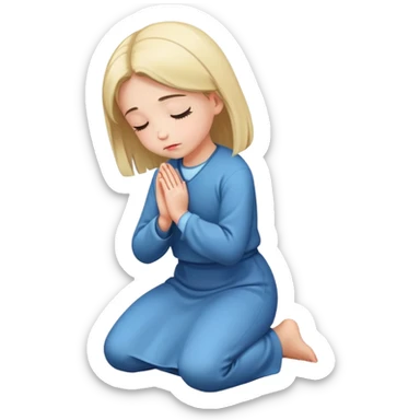 girl completely bowed praying on knees sticker