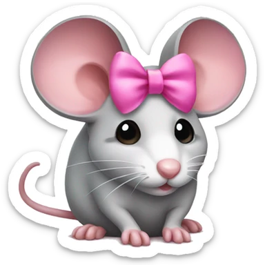 Mouse with pink bow sticker