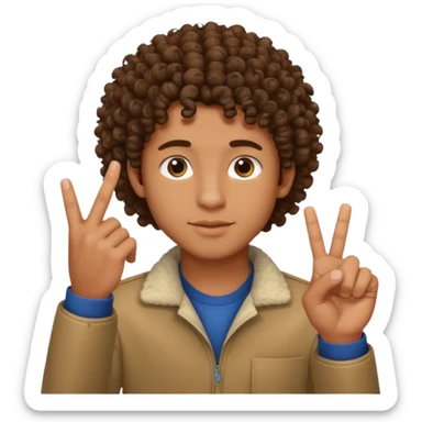 Ragazzo mulatto col coi ricci che fa il terzo dito sticker