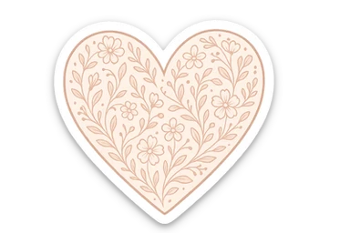 digital illustration of a heart with a delicate floral pattern, no background sticker