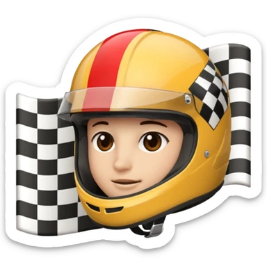 emoji de análise de F1 com capacete, bandeira quadriculada e gráfico de barras sticker
