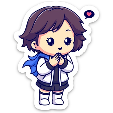 magical heroine chibi emote blowing a kiss sticker