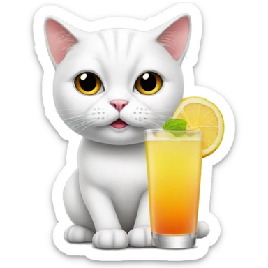 White British cat is drinking cocktail  sticker