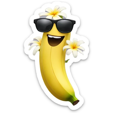 Funny Banana with sunglasses and a flower tiara sticker