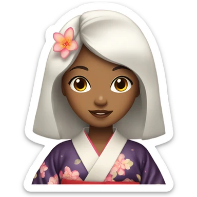 Blasian girl in kimono sticker