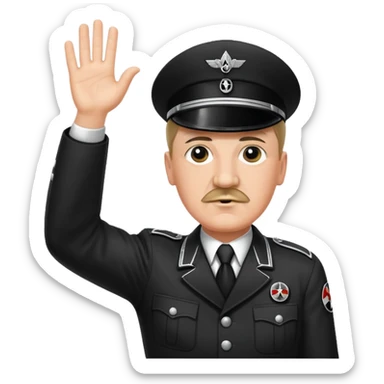 Hitler raising one hand straight out like a Sieg Hail salute in Black SS uniform  sticker