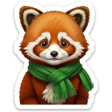 Red panda wearing a green scarf  sticker