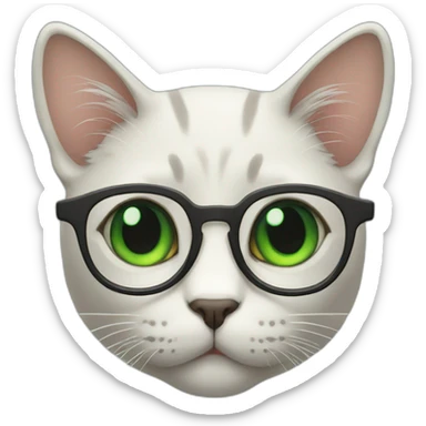 cat green eye glasses sticker