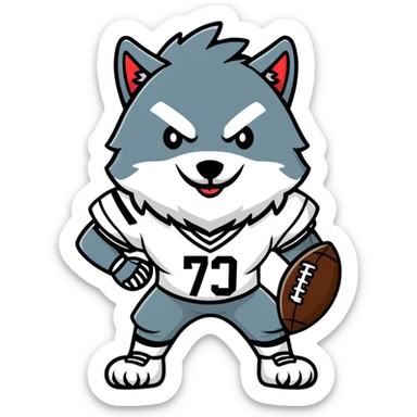 wolf wearing football jersey and helmet sticker