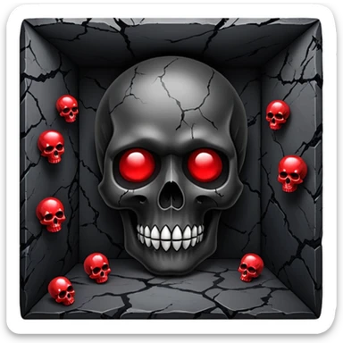Basement room with black marble and red gemstones and white skulls and edgy gothic cool feel sticker