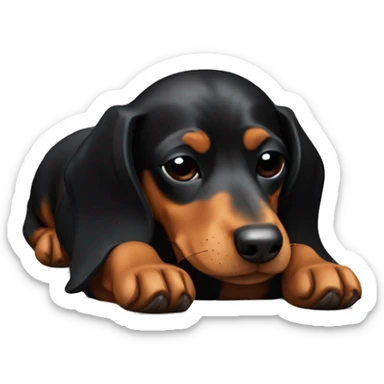  black and tan dachshund sleeping sticker