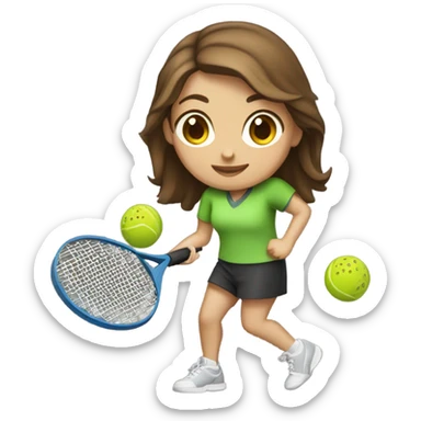 Caucasian girl with brown hair playing Pickleball sticker