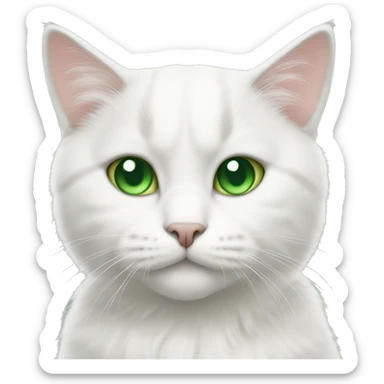 A white Scottish cat with green eyes sticker