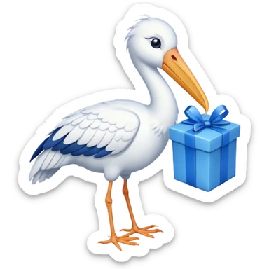 cigogne avec cadeau sticker