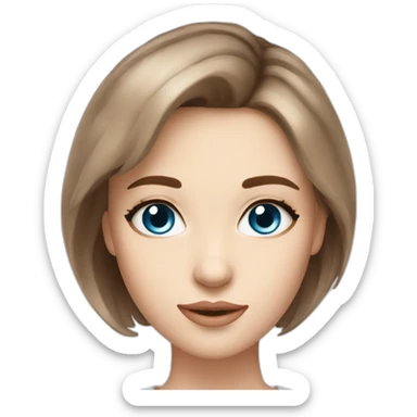 beautiful-girl,blue-eyes,brown-short-hair,white-skin,-makeup, sticker