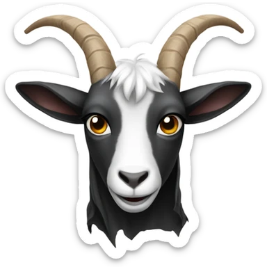 Goat wearing a black hoodie with horns sticker