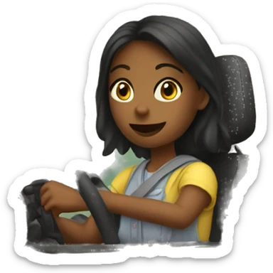 A girl driving porch  sticker