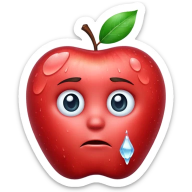 Frozen icy sad face apple emoji sticker
