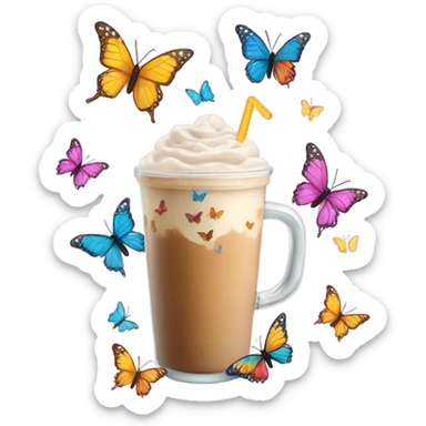 Iced latte with butterflies  sticker