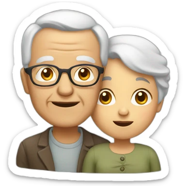 old grandmother and grandfather sticker
