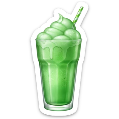 ice cream green soda on a glass with ice sticker