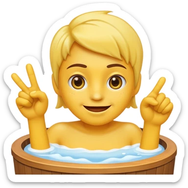A smirking face emoji pointing at a hot tub sticker