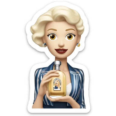 White Blonde Woman holding Jean Paul Gaultier Le Male eau de toilette bottle sticker